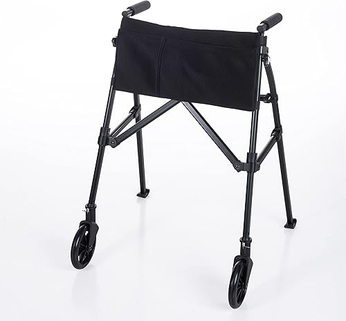 Stander EZ Fold-N-Go Walker, caminante plegable ligero de movilidad para personas mayores y adultos, ruedas de 6 pulgadas, deslizadores de esquí y