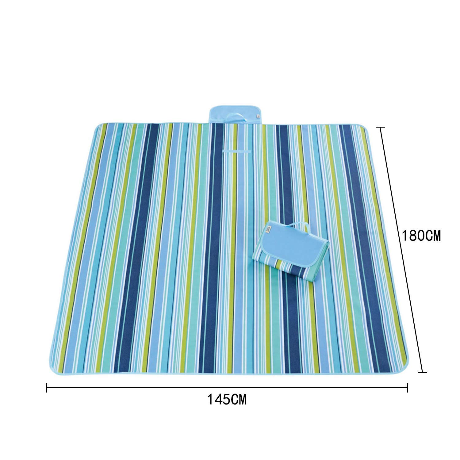HVG TRADERS Beach Blanket Outdoor Picnic Blanket Mat Extra Large Waterproof Sand Proof Camping Blanket Lightweight Foldable and Portable with Strap Family Sized for Picnic (Blue Line)