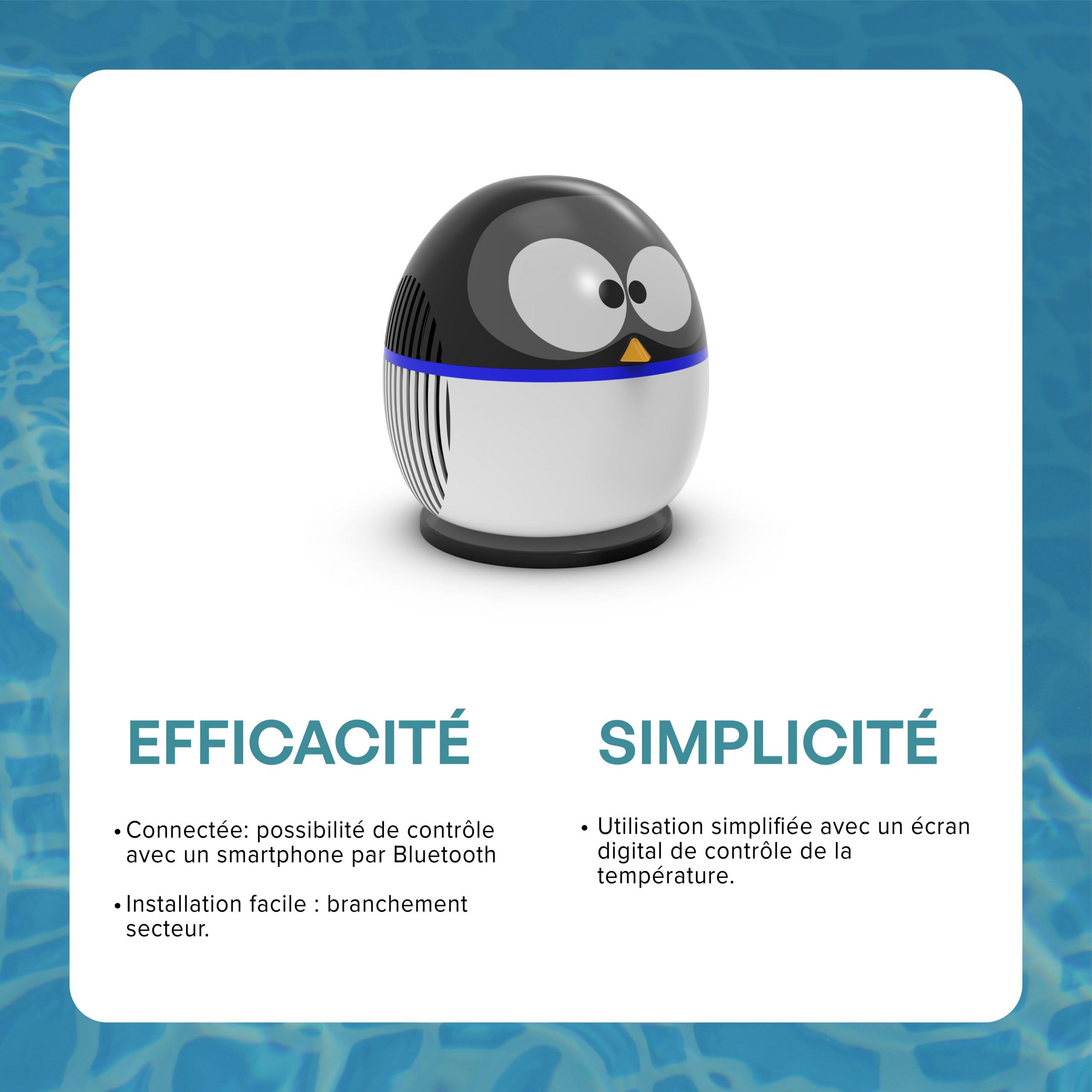 AQUALUX INTERNATIONAL Pompe à Chaleur Piscine Penguin 3 - Chauffage Piscine Hors-Sol 8-20m3 Bluetooth