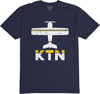 تي شيرت مطار كيتشيكان كيه تي إن | تصميم عتيق ريترو ألاسكا | رجال وجنسين | هدية تذكارية للسفر مثالية