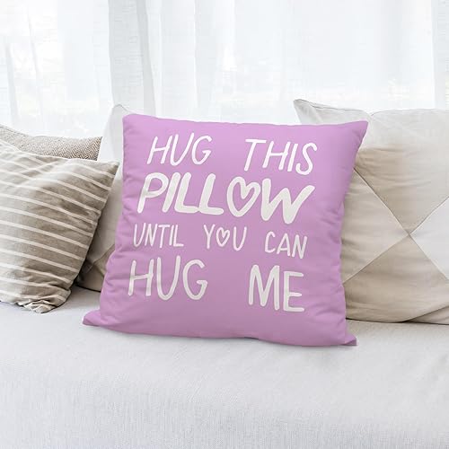 Miniatura 3 de Sufamb Hug This Pillow Until You Can Hug Me - Funda de almohada decorativa de 24 x 24 pulgadas, regalos de cumpleaños para novio, novia, regalos de