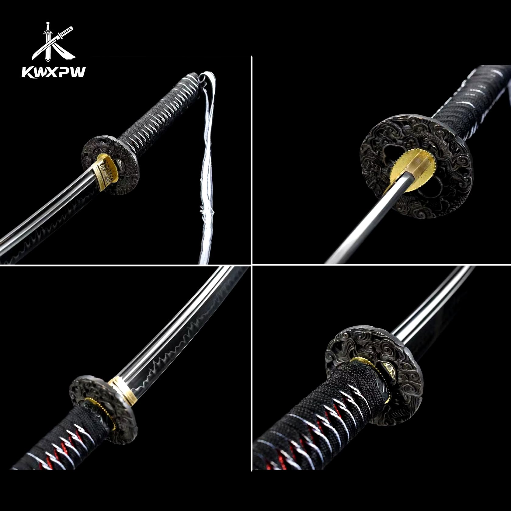 103cm echtes Samurai-Schwert,T10-Stahl Katana,Holzscheide,rotes Katana | handgefertigtes Samuraischwert,Stahl Katana für Sammlung,Ausstellung,Geschenke,Cosplay,Requisiten,Training