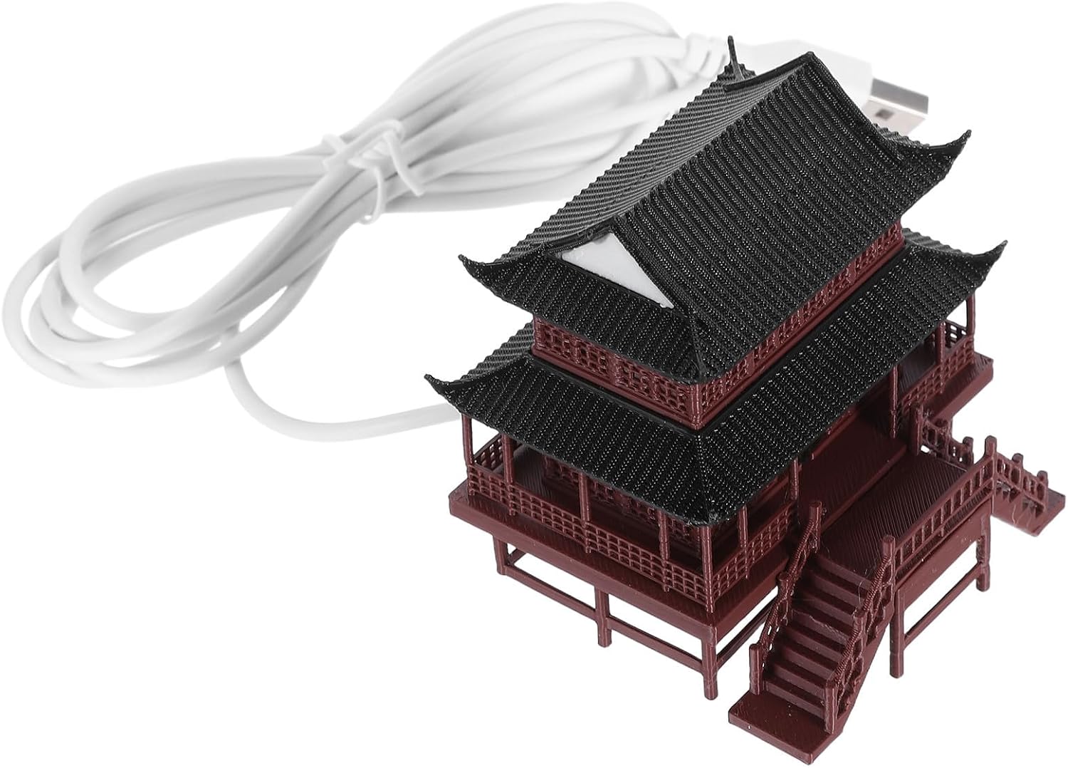 Miniature Oriental Pavilion Statue for Aquarium and Office Desktop, Chinese Architecture Design, Pla Material, Stable Placement, Dual-use for Water and Land, Micro Landscape