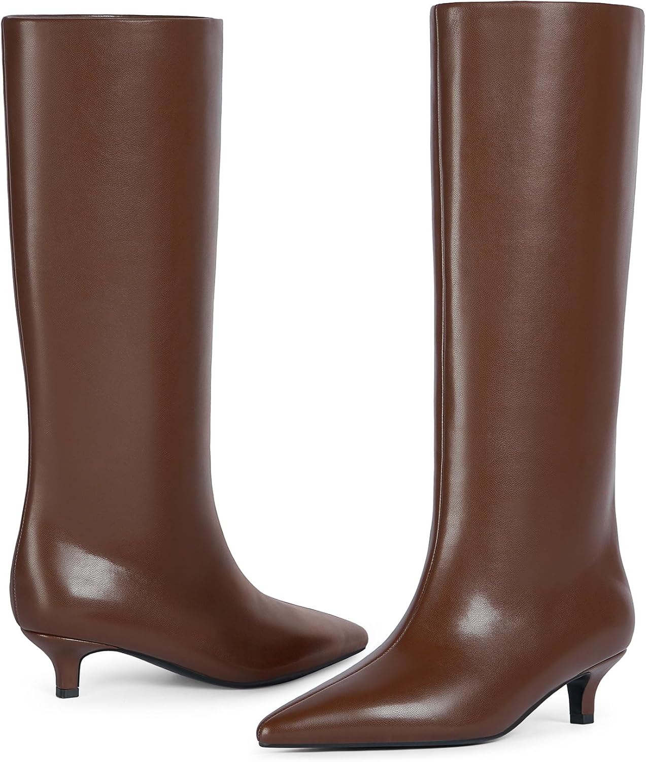 Knee High Boots Women Slip on Low Kitten Heel Tall Boots Pointed Toe Long Fall Boots for Women - Image 4