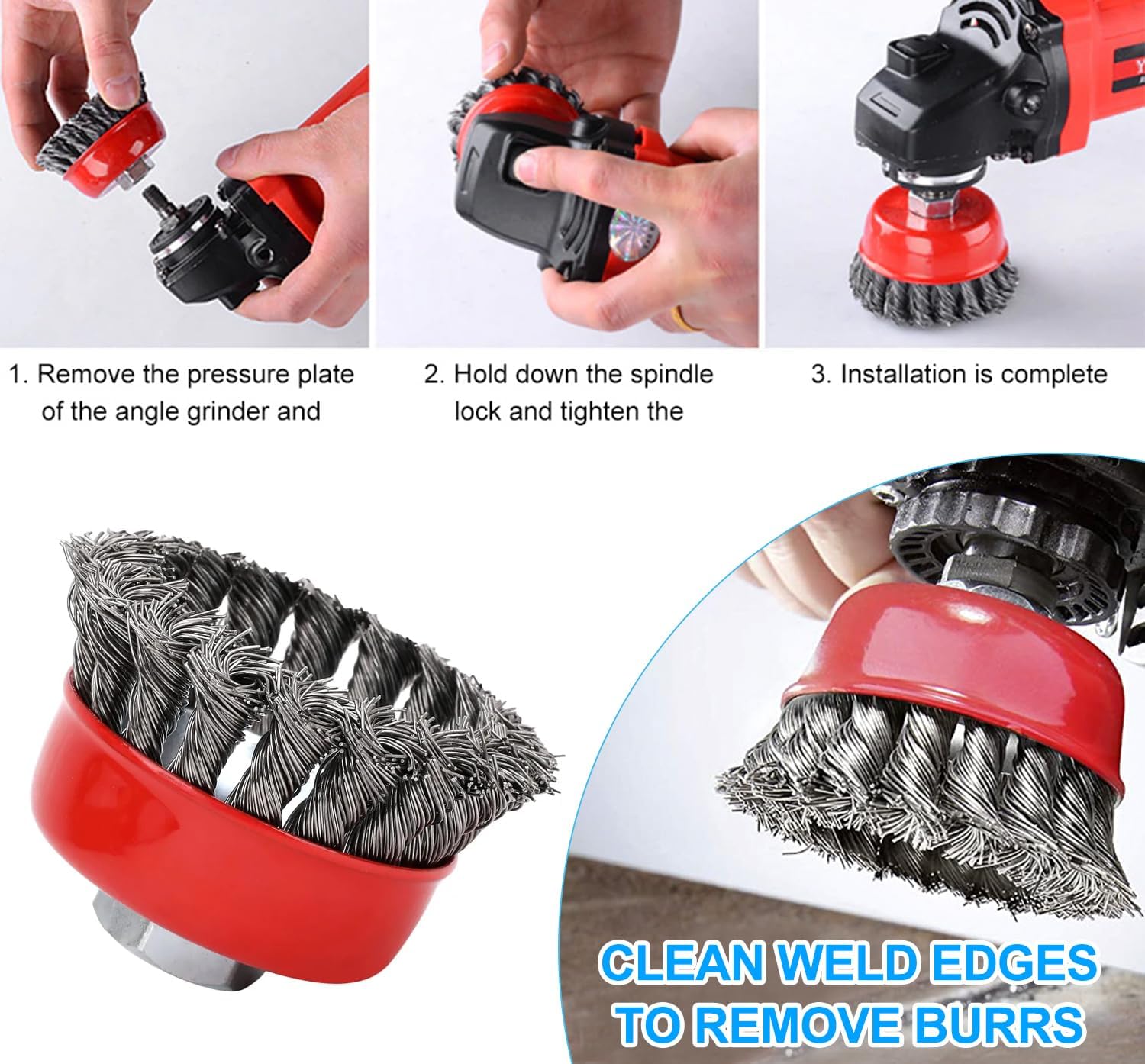 6 piezas cepillo metálico para taladro y amoladora – Limpiar, descalizar, hacer áspero y desoxidar