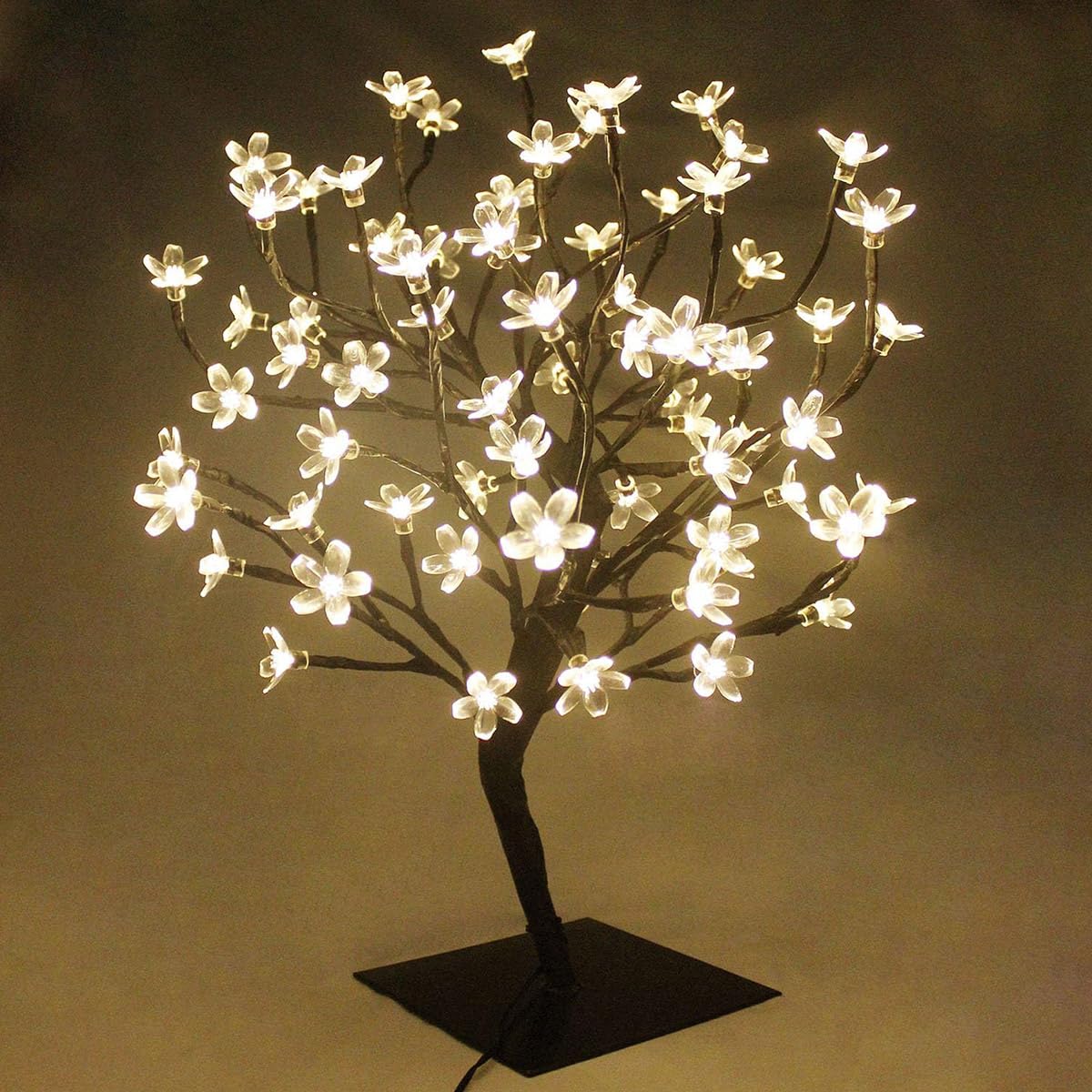 GreenTech Ağaç Lambası Çiçekli 48 LED USB, Siyah, 45 cm,…