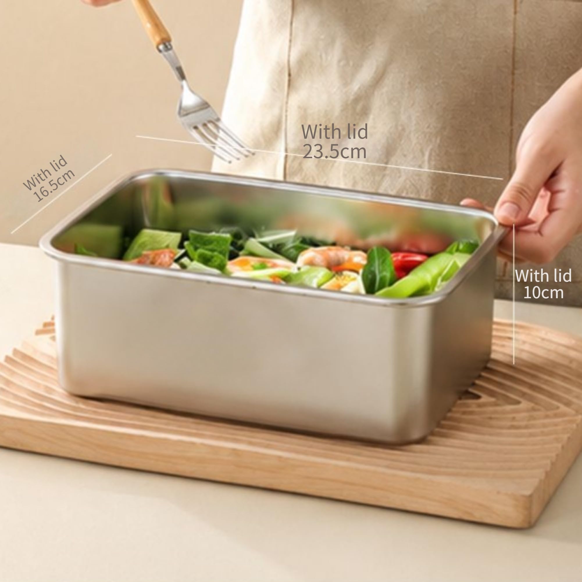 Recipiente Comida para acero 304 Antióxido Apilable Recipiente(2400ml)
