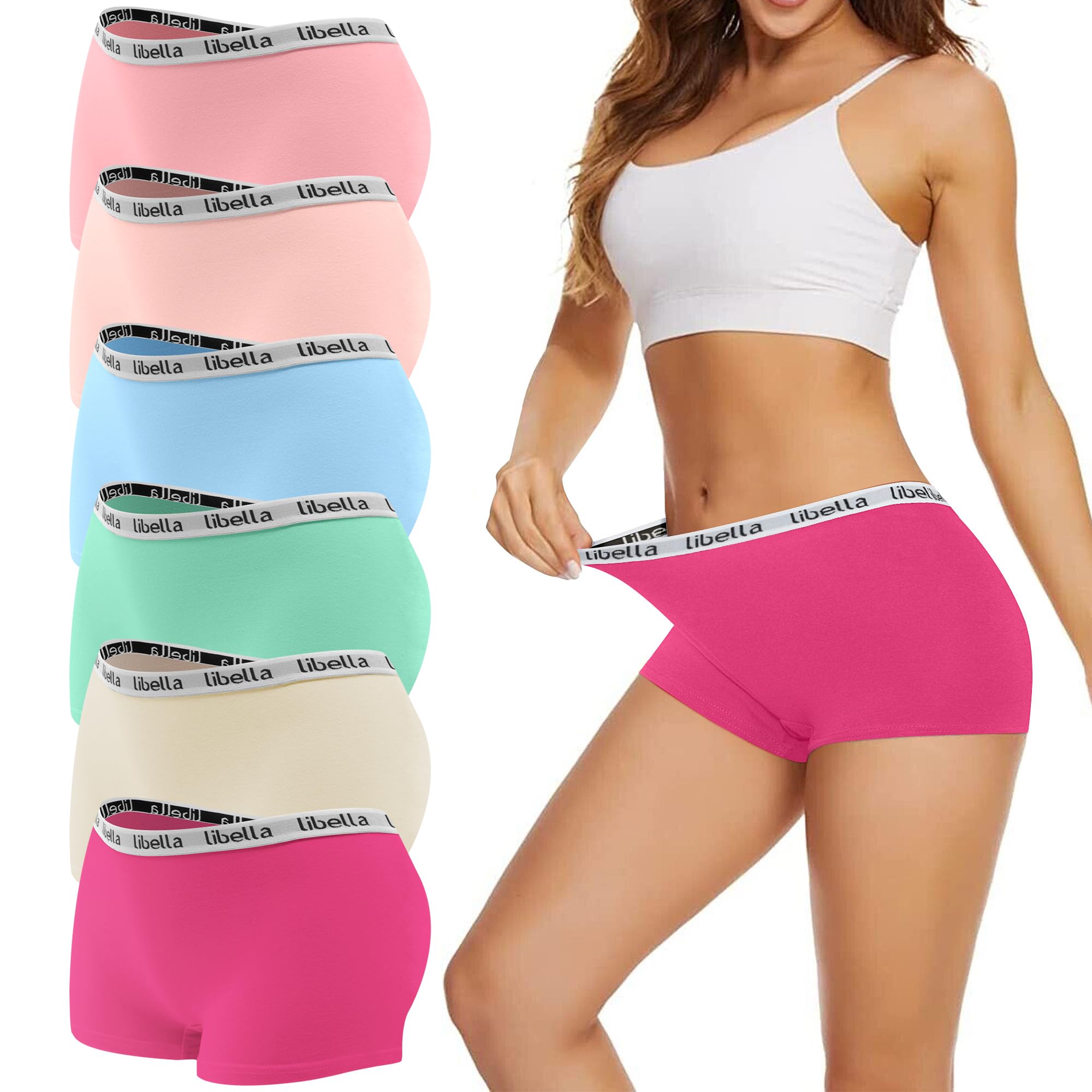 Uizuooy Boxer Shorts Women's Cotton Briefs Women's Breathable Panties Soft Women Underwear Stretch Hipster Comfortable Underwear Multipack Pack of 6