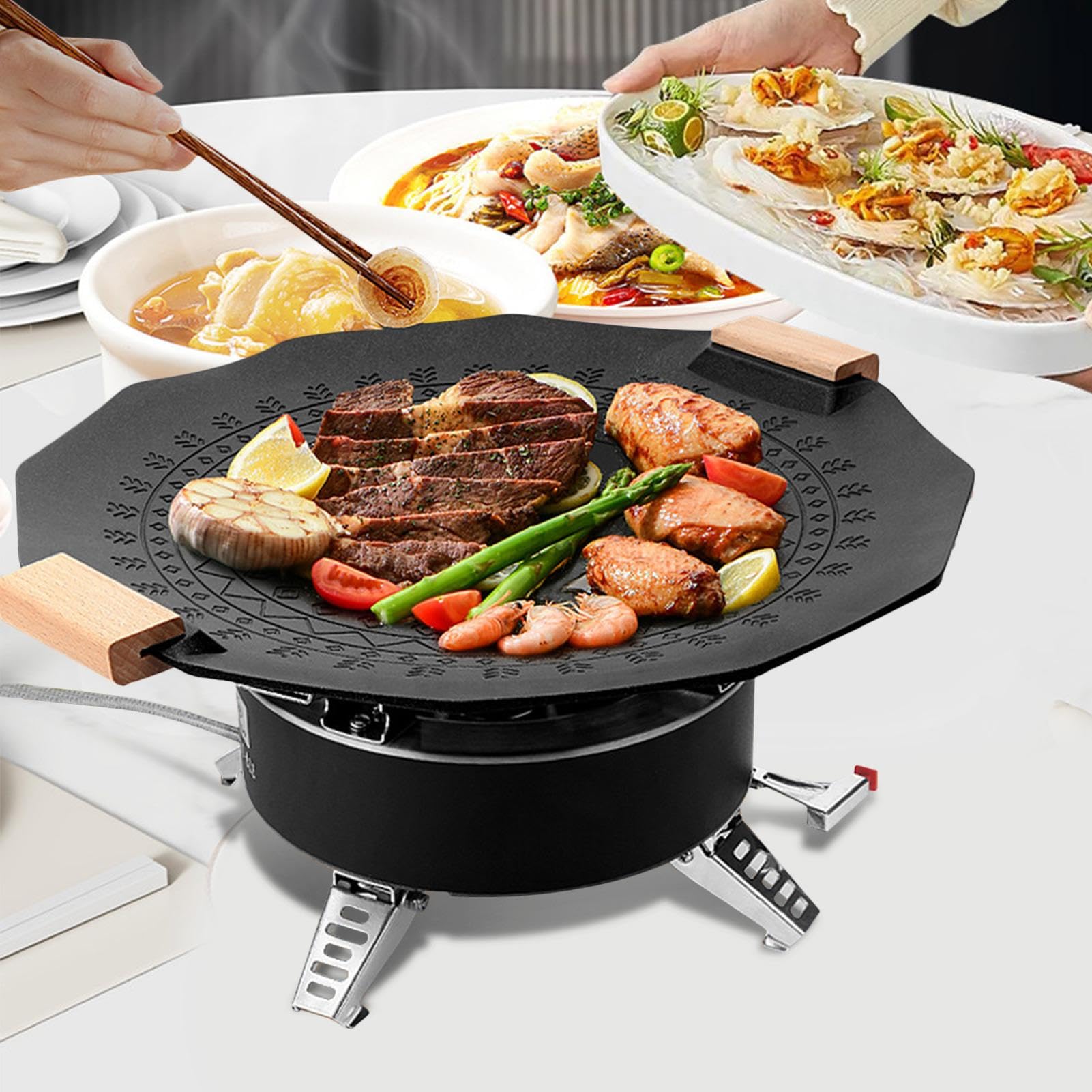 Bistecchiera multiuso, antiaderente per barbecue, piastra superiore | per caminetto, campeggio, barbecue senza fumo, per maiale, , alla griglia