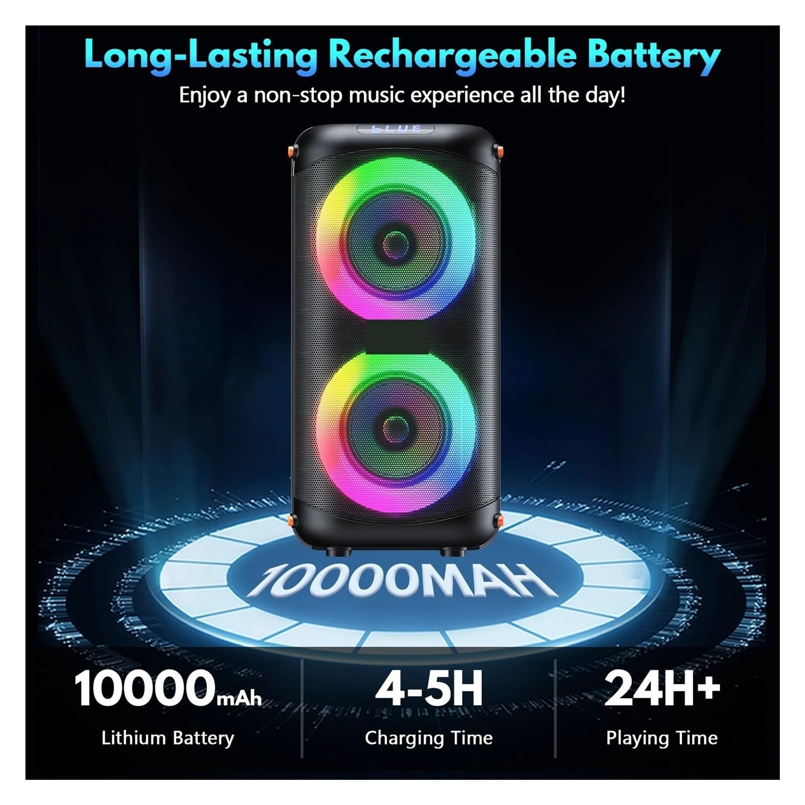 Altavoz Karaoke Con 2 Micrófonos Inalámbricos, Sonido Potente Graves Profundos, Luces DJ 360°, Compatible USB/TF/AUX CaptacióN De Sonido NíTida