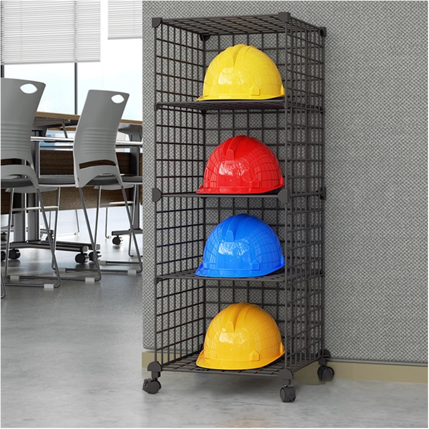 Metal Helmet Storage Rack,Hard Hat Organizer,with Wheels,for Home/Commercial, for Pantry/Closet/Clothes (39x100cm)