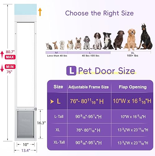 Miniatura 6 de Puerta de vidrio para perros de clima extremo, L