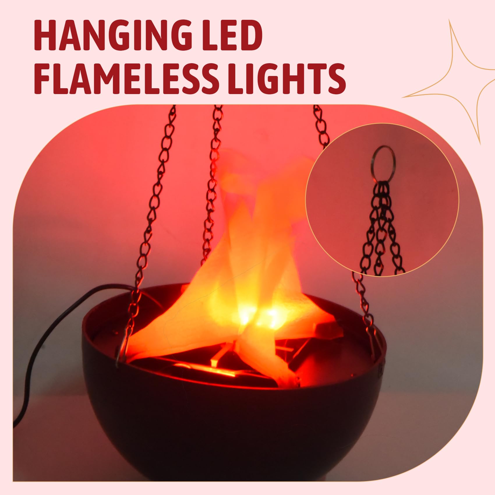 berjalan 3D Fake-Fire Light, Hanging LED Flame Light - Image 4