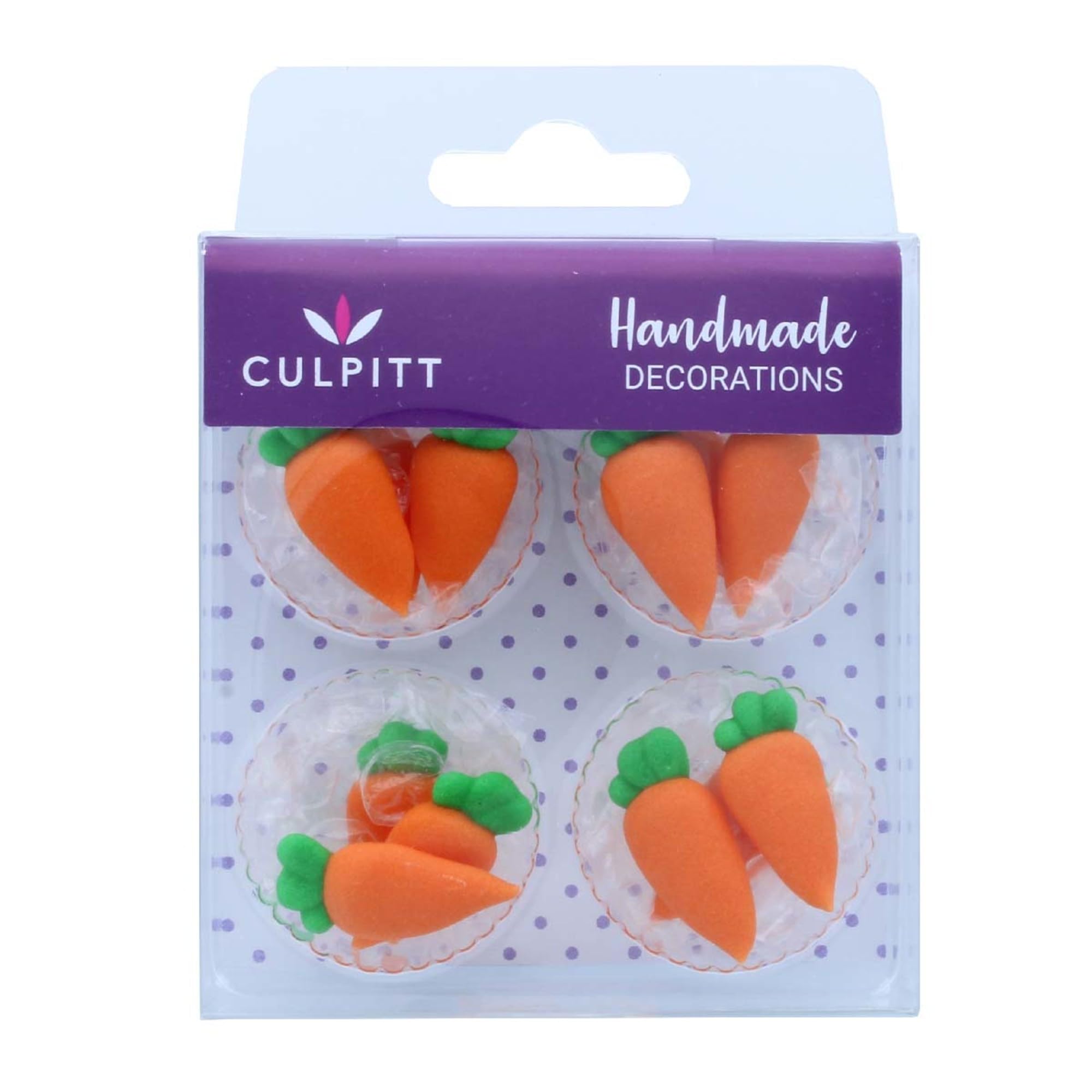 Culpitt Carrot Sugar Pipings, 12 Pack Edible Cake Decorations, 2.5 Centimetre, Orange