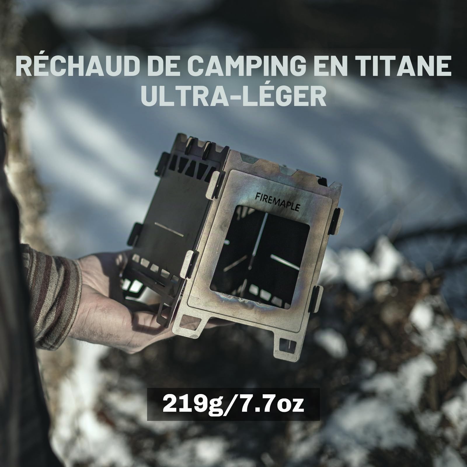 Fire-Maple Fortress Réchaud Bois Titane Ultra-Léger Compact | Réchaud à bois multi-usage pour camping, randonnée et backpacking, design portable et compact