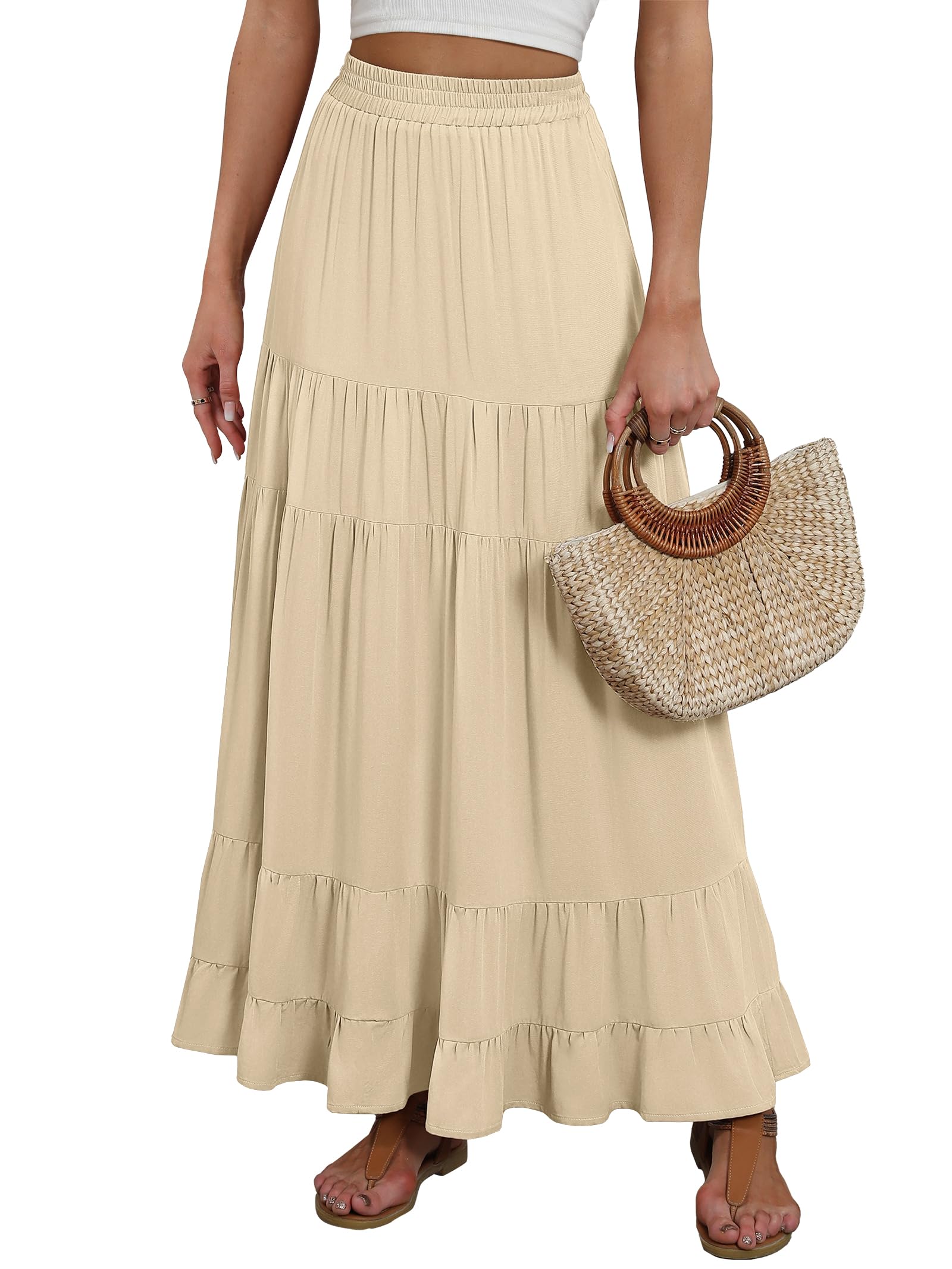 ANRABESS Women's Summer Flowy Maxi Skirt with Pockets