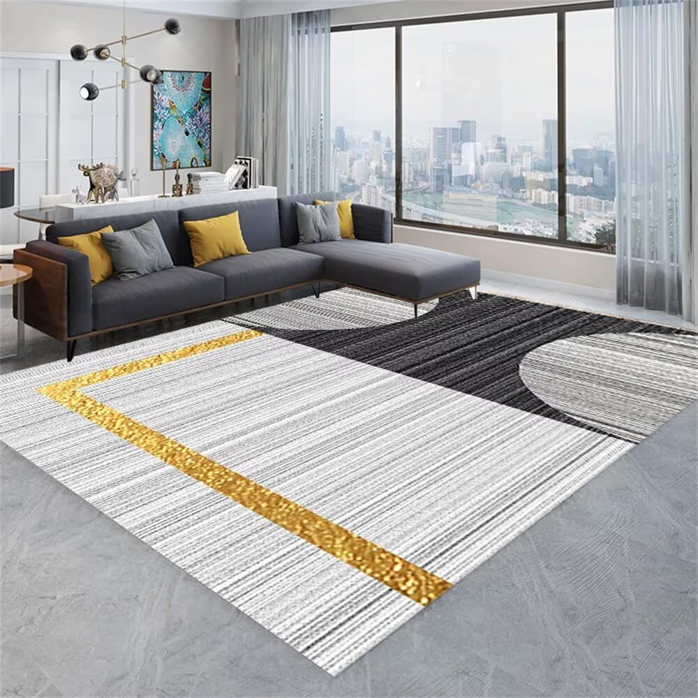 Tapis de salon gris 90x180cm moderne et lavable pour couloir