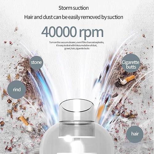 Miniatura 6 de Aspiradora de mano recargable de 120 W para automóvil, aspiradora inalámbrica portátil con accesorios de boquilla, aspiradora húmeda y seca, potente