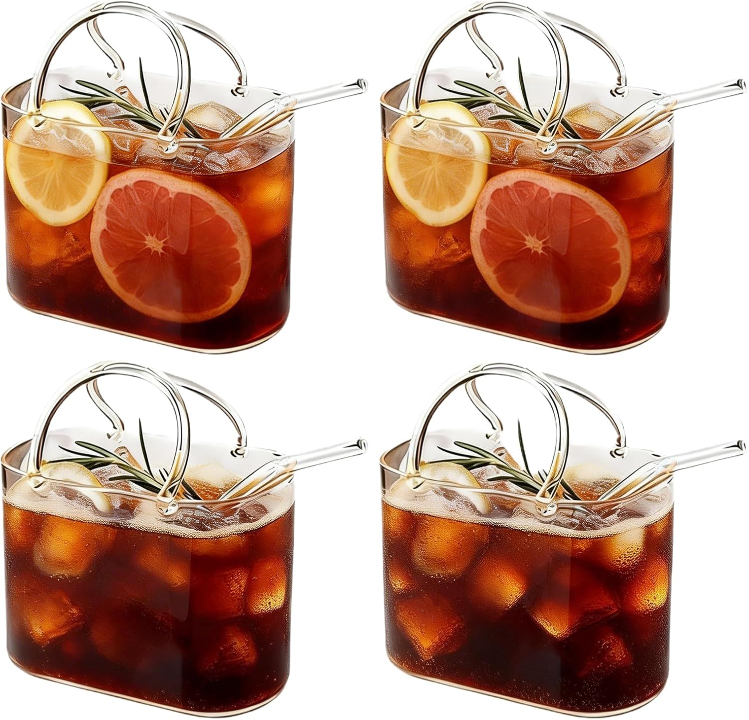Purse Glasses for Drinks, Glass Purse Cup, for Fruit Juice, Tea ﻿ ﻿ (4PCS)