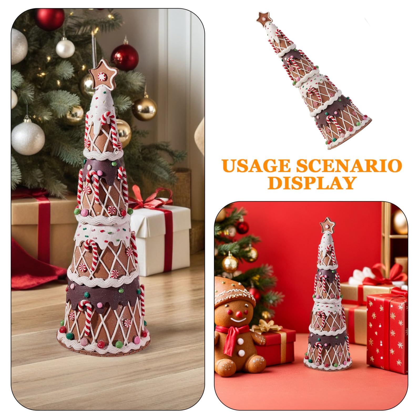 Árbol De Navidad Pequeño De Madera Diseño De Dulces De Silicona, Decoración Navideña Artesanal para Hogar y Oficinas, Adecuado para Fiestas y Regalos Festivos