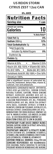 Miniatura 6 de REIGN Storm, Citrus Zest, bebida energética para fitness y bienestar, 12 onzas líquidas (paquete de 12)  Paquete de 12