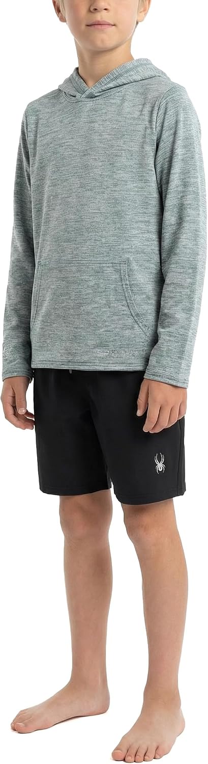 Spyder Boys' Long Sleeve Hooded Rash Guard – UPF Protection, Quick-Dry, 4-Way Stretch Swim Shirt- Big Boys
