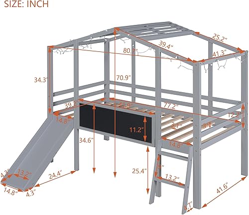 Miniatura 181 de RUNNA Marco de cama de madera de tamaño matrimonial con valla, para niños, adolescentes, niñas, niños, (Natural-Thinck 4col) Natural-Thinck