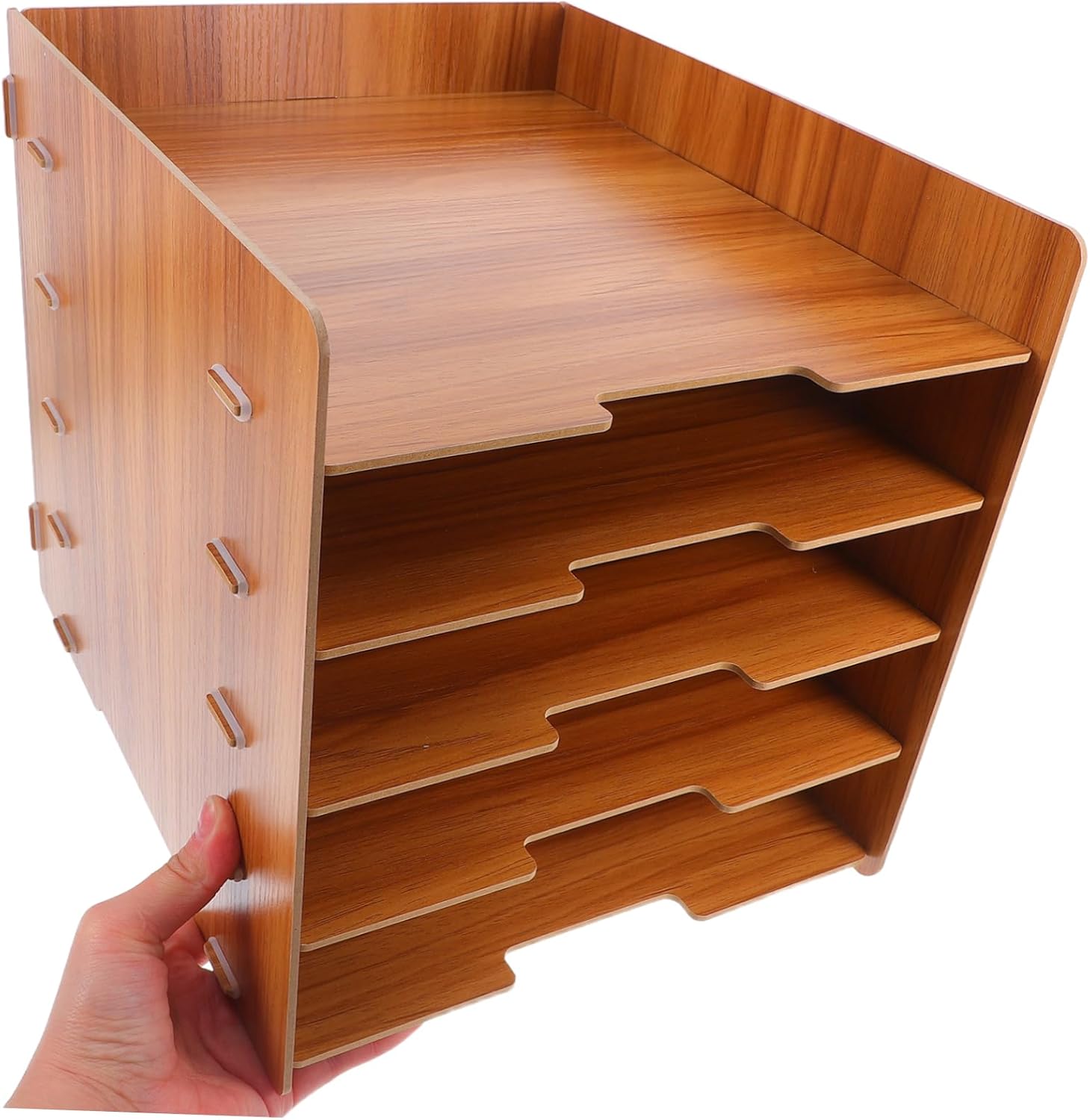 Wooden Multi-layer File Organizer Rack for Office Efficient Document Holder and Mail Sorter Stylish Desktop Storage for Home School and Workspace