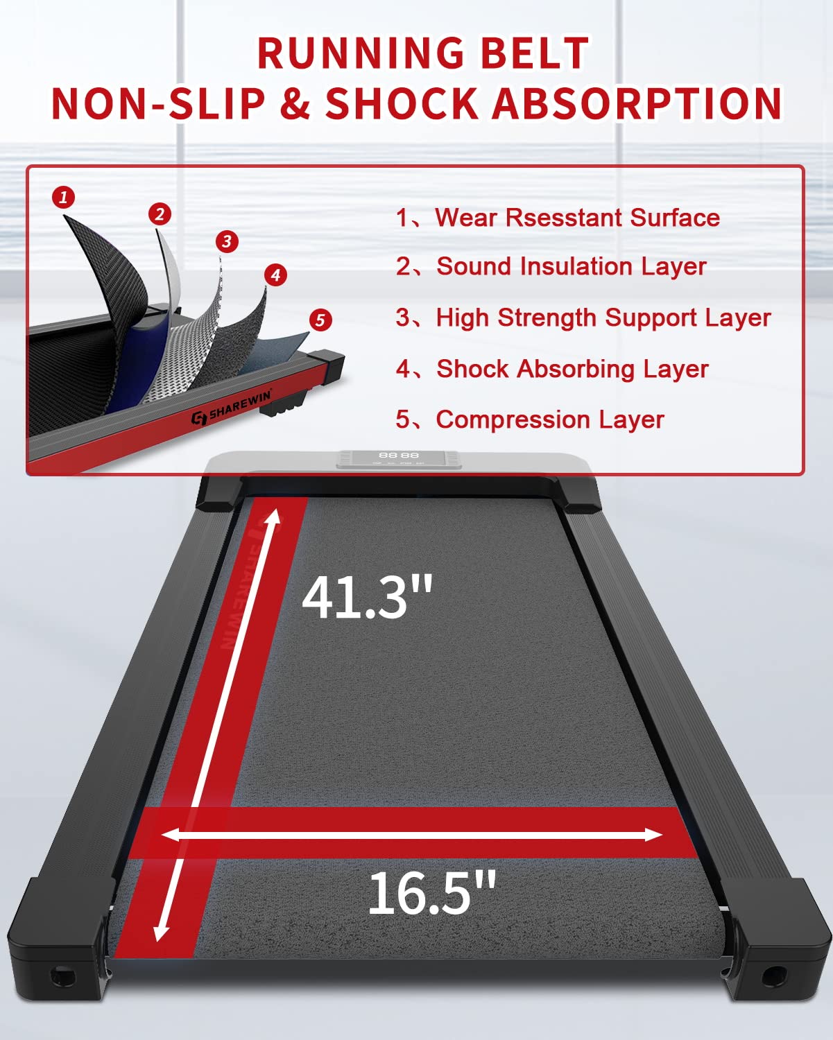 SHAREWIN Under Desk Treadmill, Walking Pad Treadmill 300 lb Capacity, Desk Treadmill Exercise Machine with Remote Control and LED Display, Electric Small Treadmill Walking Jogging Machine for Home and Office Use