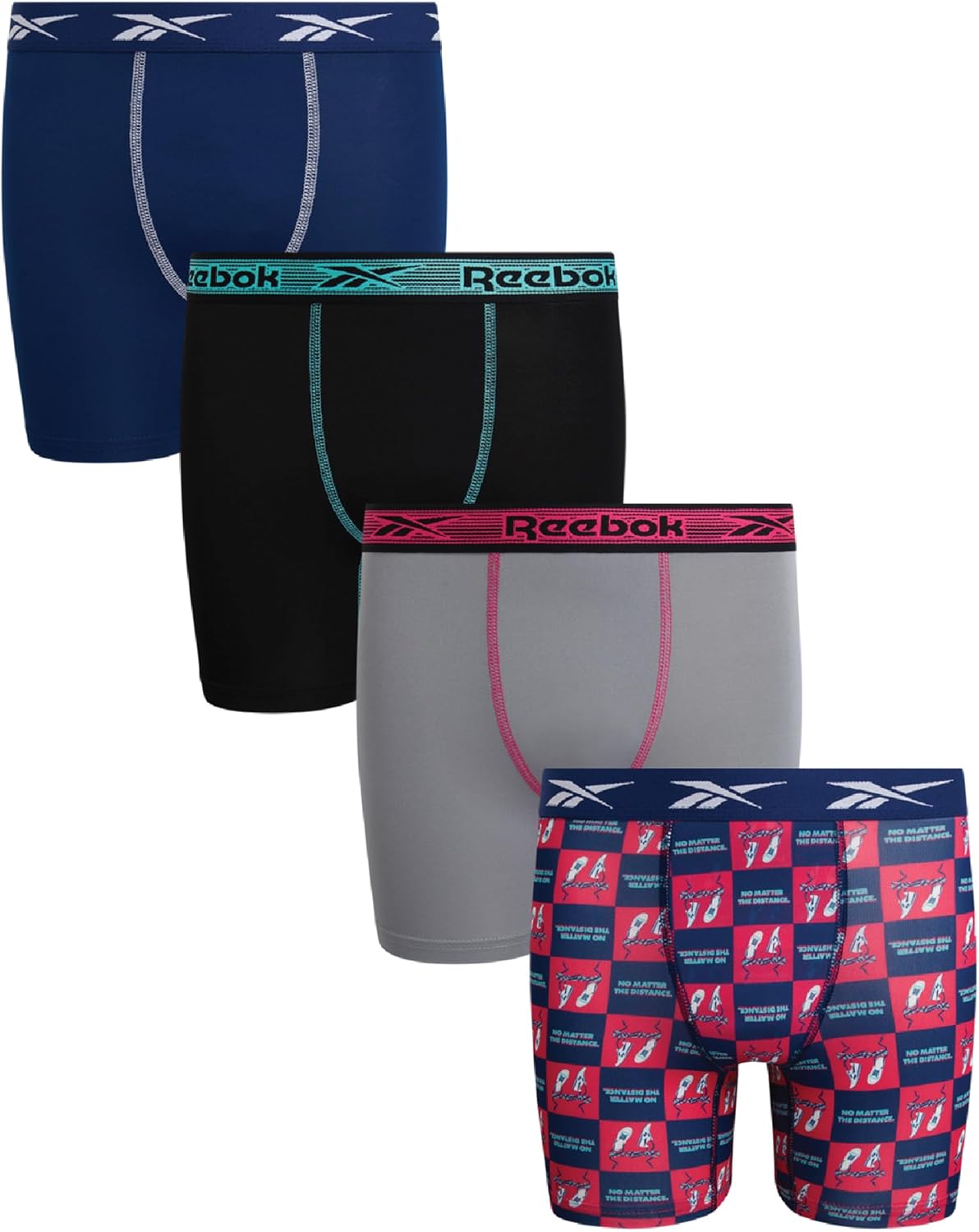 Reebok Boys Boxer Briefs - 4 Pack Performance Soft Stretch Breathable 5” Inseam Boxer Briefs Boys Underwear (6-18)