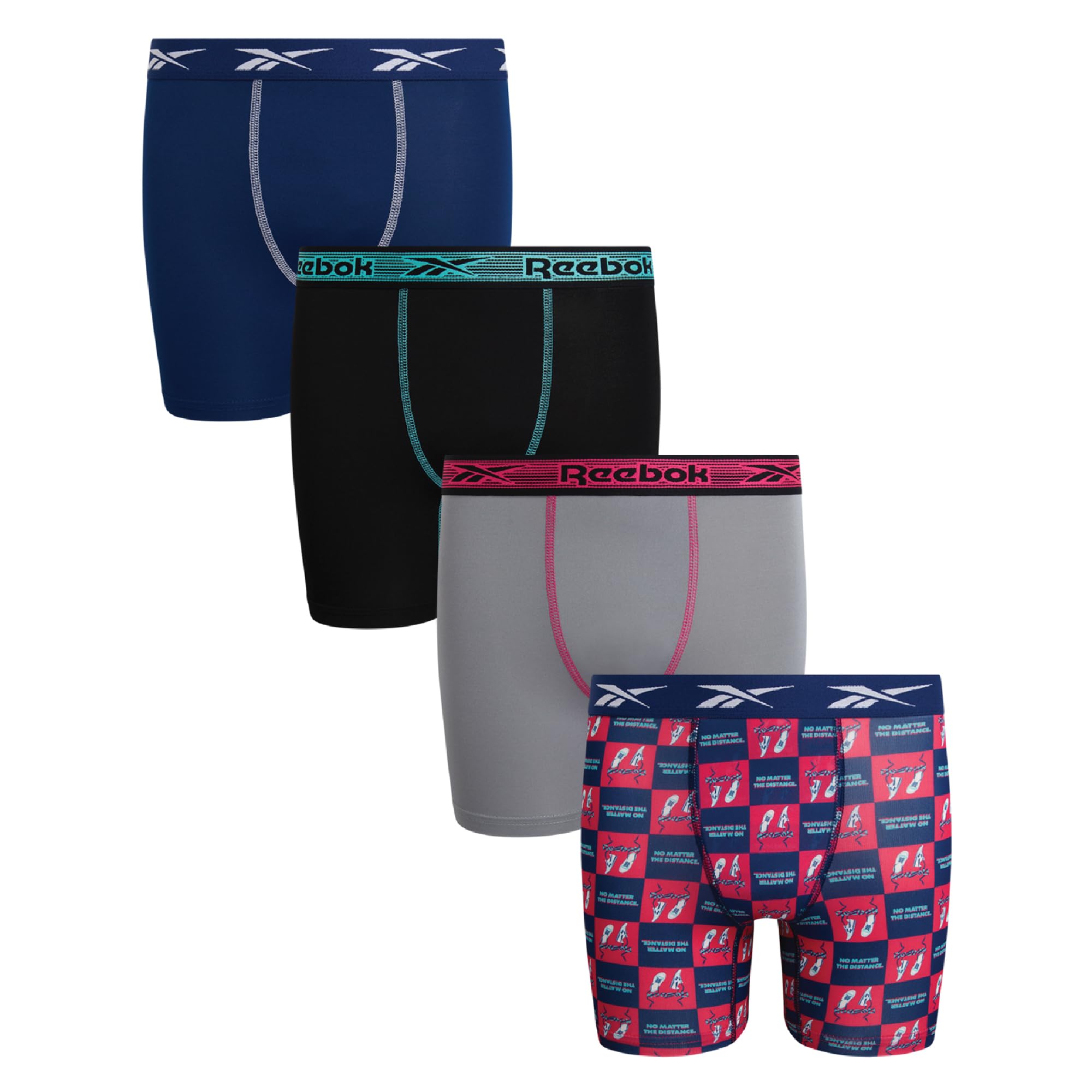 Reebok Boys Boxer Briefs - 4 Pack Performance Soft Stretch Breathable 5 Inseam Boxer Briefs Boys Underwear 6-18