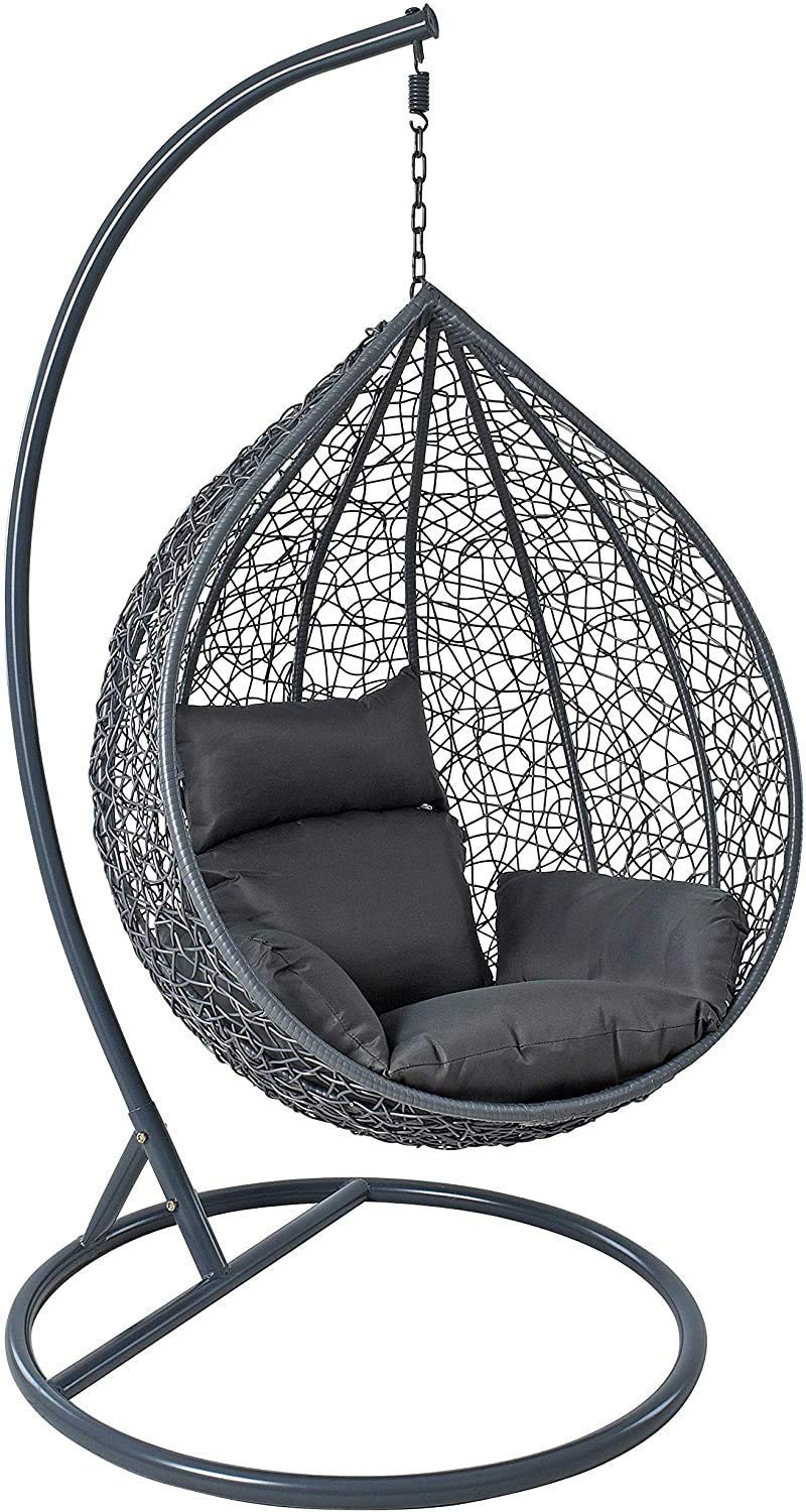 Buy Blue Moon Swing Chair Without Stand,Cushion (Black Colour) & Hook