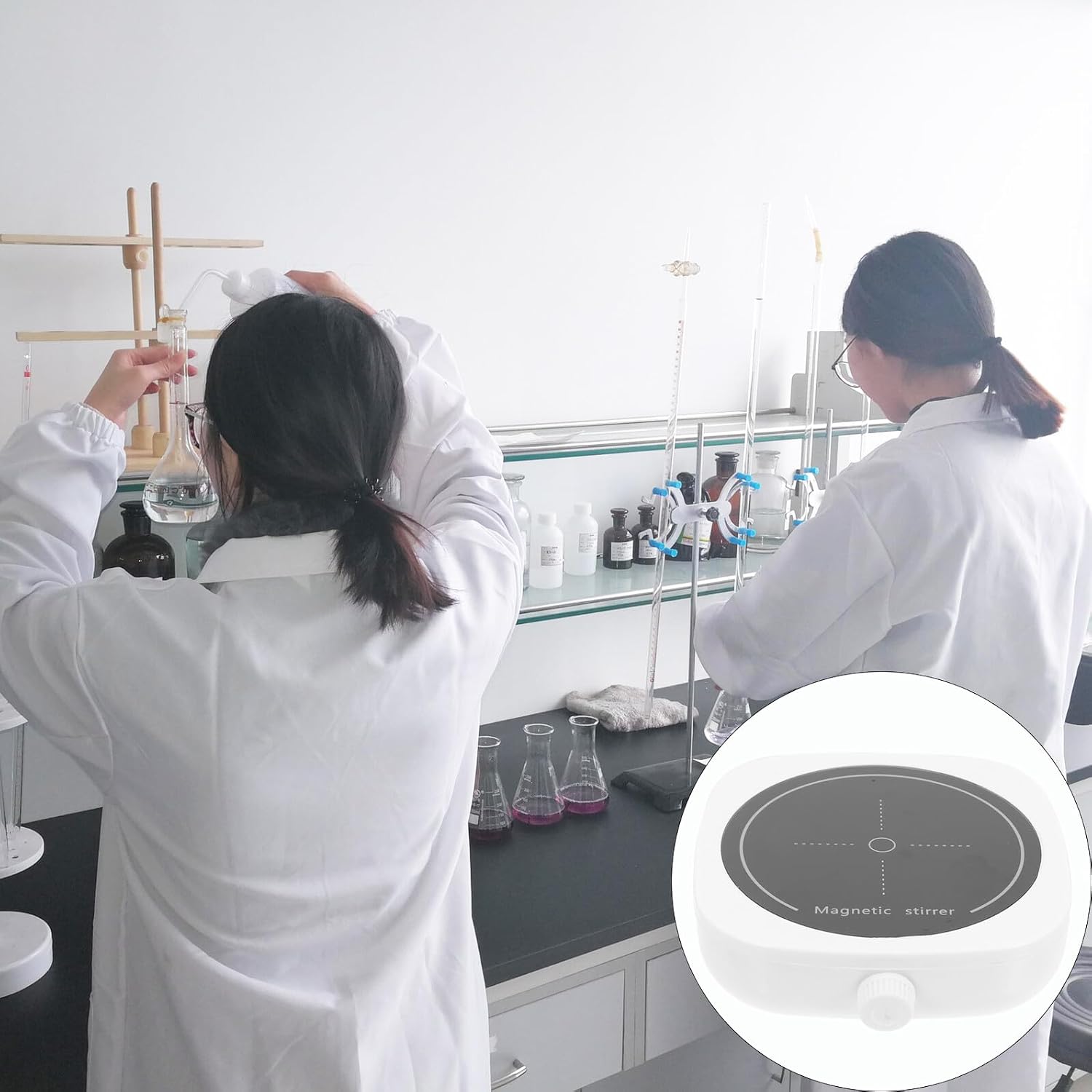 SHINEOFI Portable Small Magnetic Stirrer Laboratory Mixing Equipment with US Plug Ac110v, Mini Magnetic Stirring Plate for Scientific Labs and Industrial Use