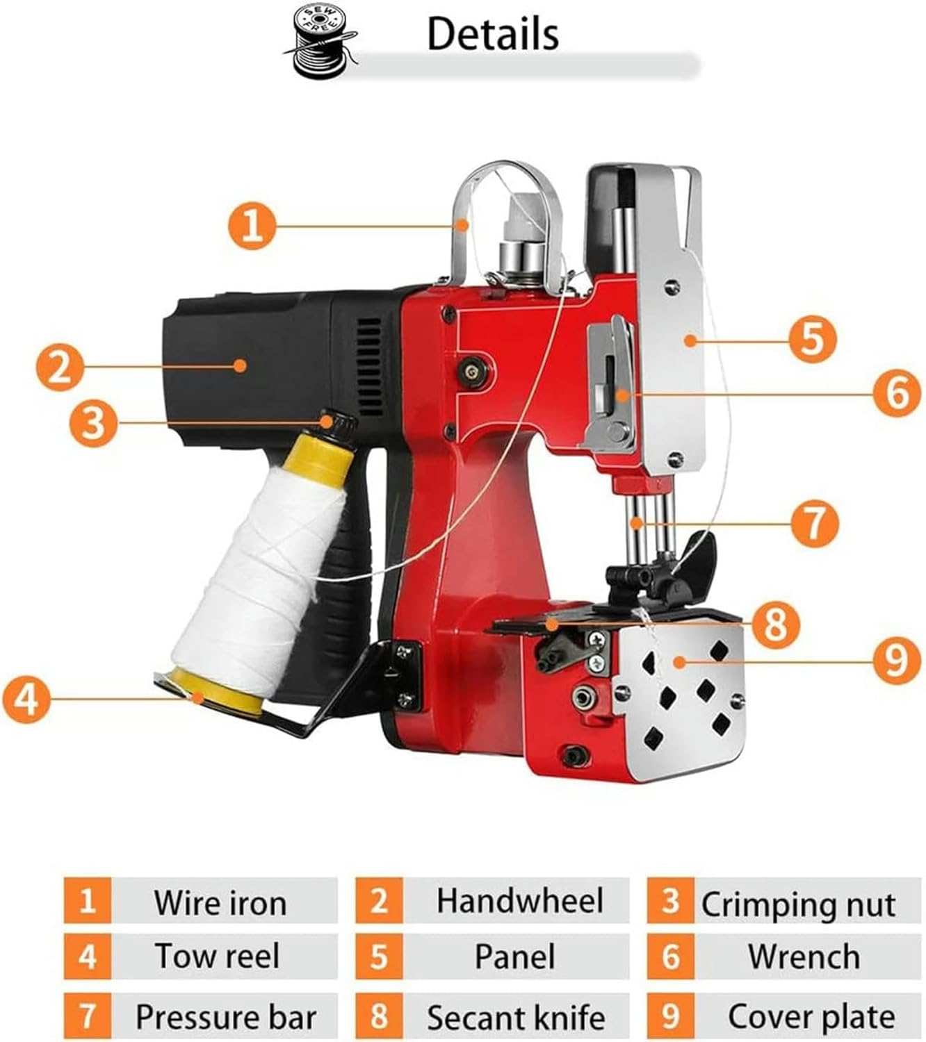 Bag Closer Closing Machine, Portable Electric Sewing Stitching Machine, Handheld Bag Stitcher for Rice/Paper/Plastic Bags