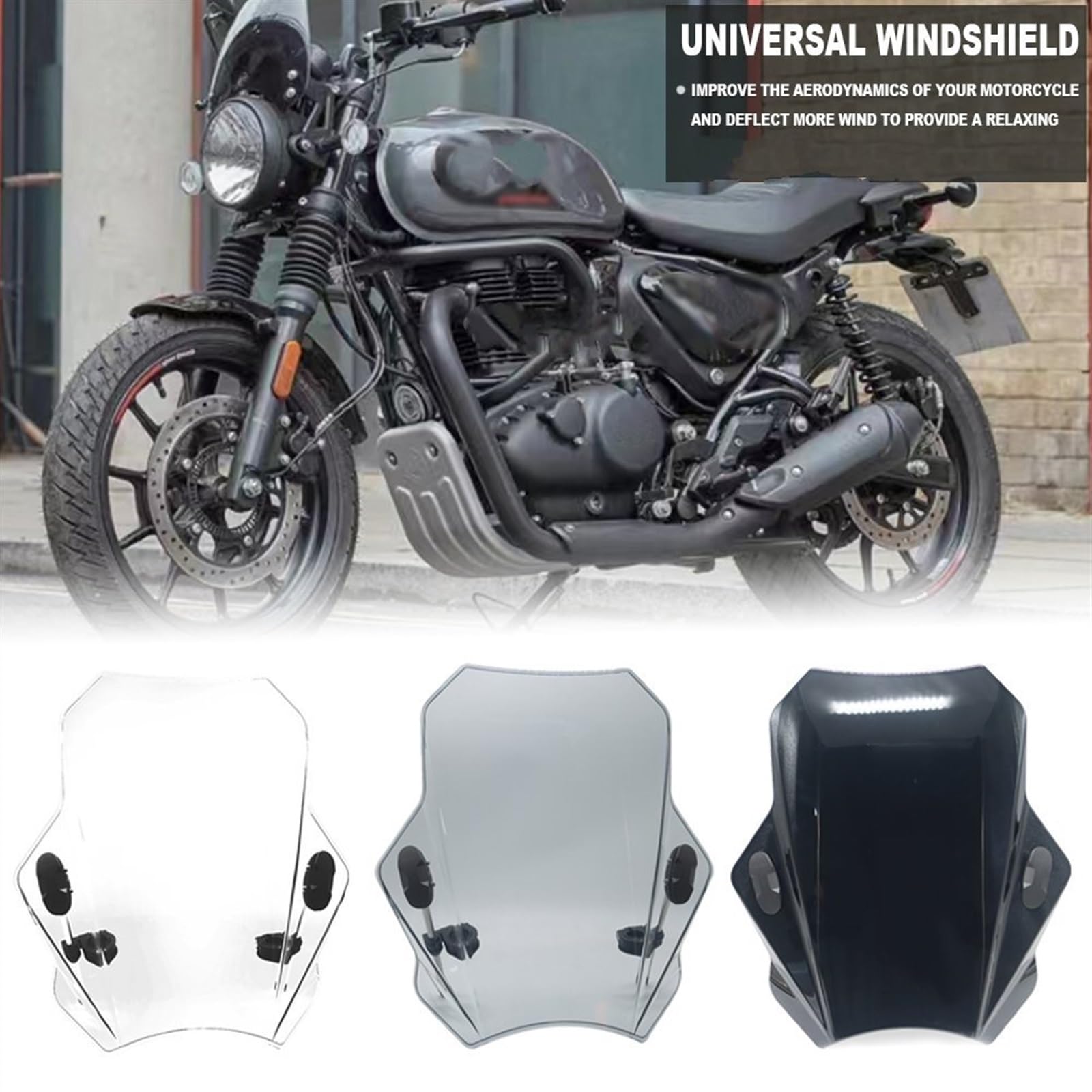 Attacco Per Parabrezza Parabrezza Deflettore D'aria In Plastica Spoiler Modificato Per Moto Regolabile Deflettore D'aria Per Hunter 350(Transparent)