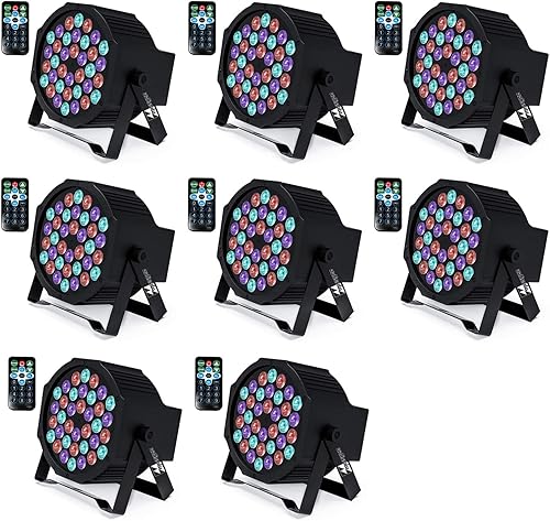 Miniatura 1 de Missyee 36 luces LED RGB para escenario de DJ, control DMX con sonido activado con control remoto y 9 modos LED para bodas, eventos, Navidad y