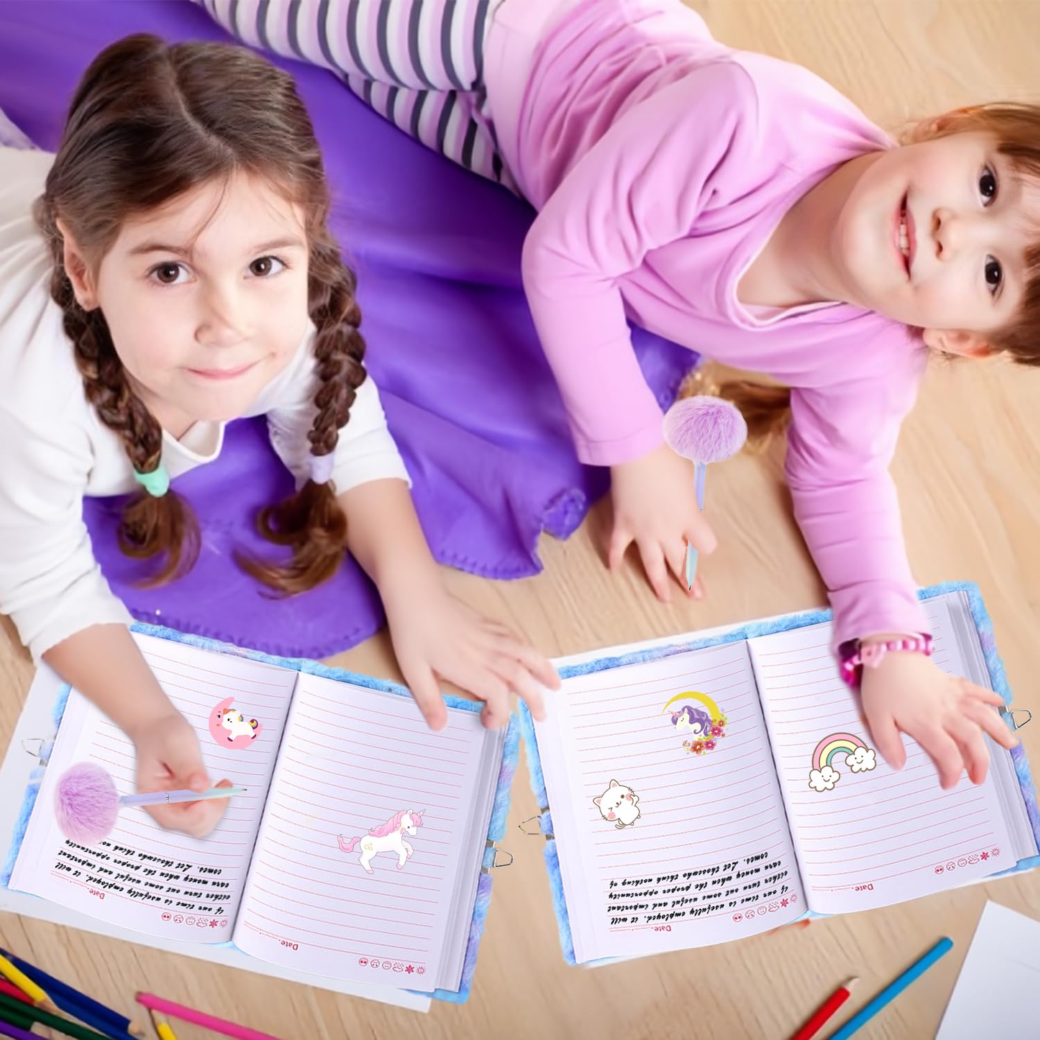 Coffret Journal Intime Fille Avec Cadenas - Licorne Peluche, Trousse, Stylos, Porte-clés | Cadeau Kawaii Pour Enfants 4-12 Ans - 8