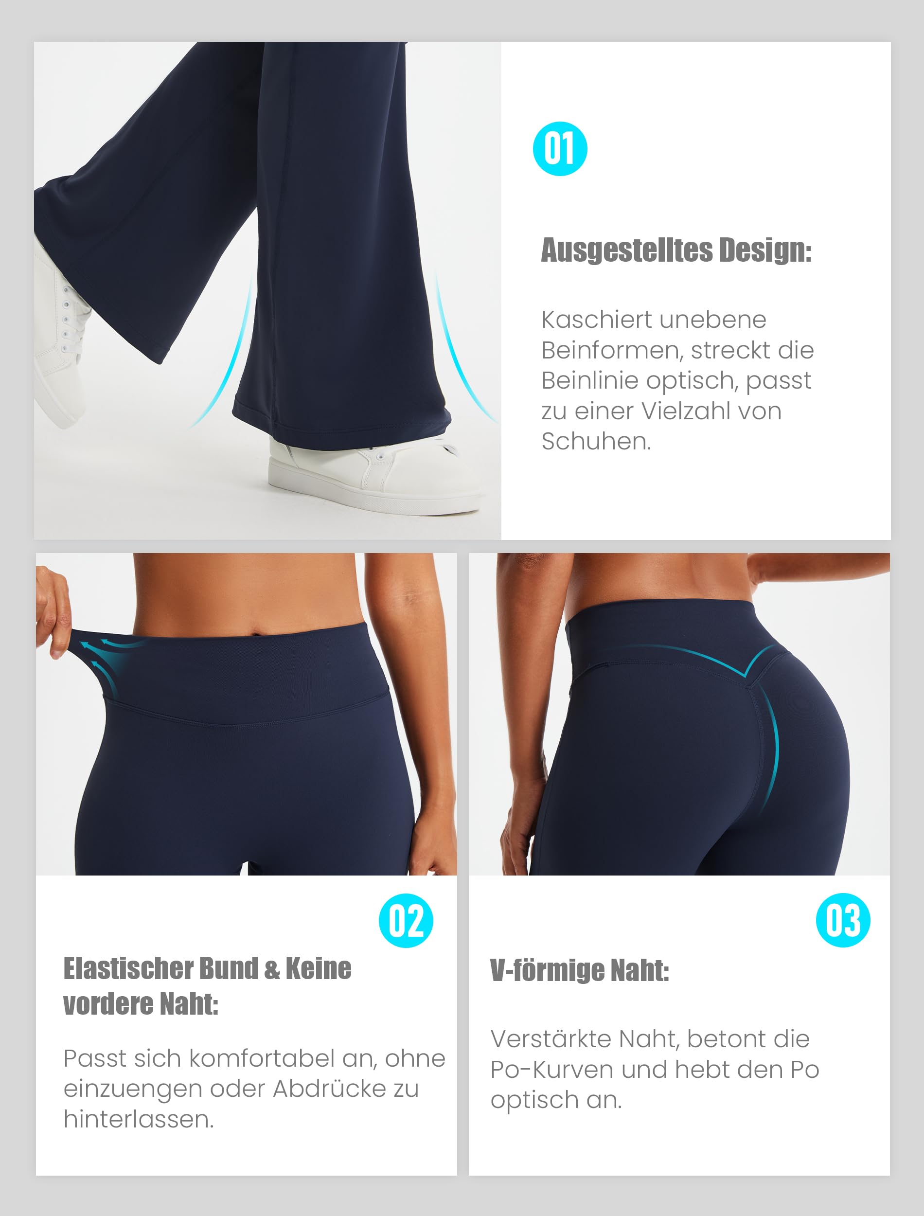 Libin Leggings Sportivi a Zampa da Donna Senza Cuciture, A Vita Alta, Svasati, Pantaloni da Palestra, Yoga, Sport, Ufficio, Danza, Casual, Regolari, Lunghi