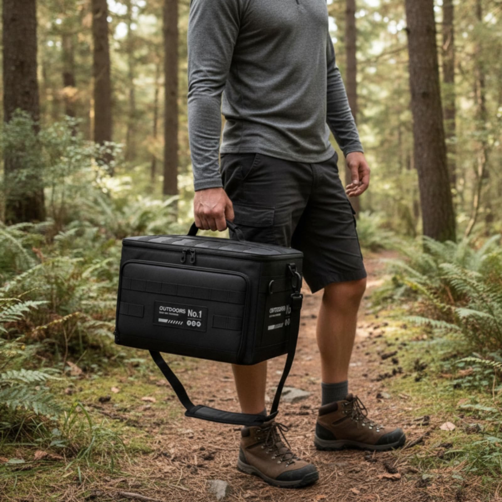 Borsa Tattica da 30L Semirigido Scatola Portaoggetti Pieghevole Multitasche Contenitore per Campeggiatori, Viaggiatori, Outdoor, Bagagliaio Auto, 黑色