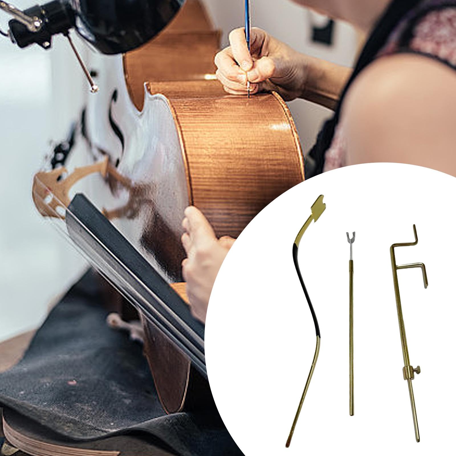 F Fityle Kit d'outils de réparation de violoncelle 3 pièces, pince de colonne sonore et pièces de violoncelle de réglage, mesureur de jauge de poste sonore, courbé