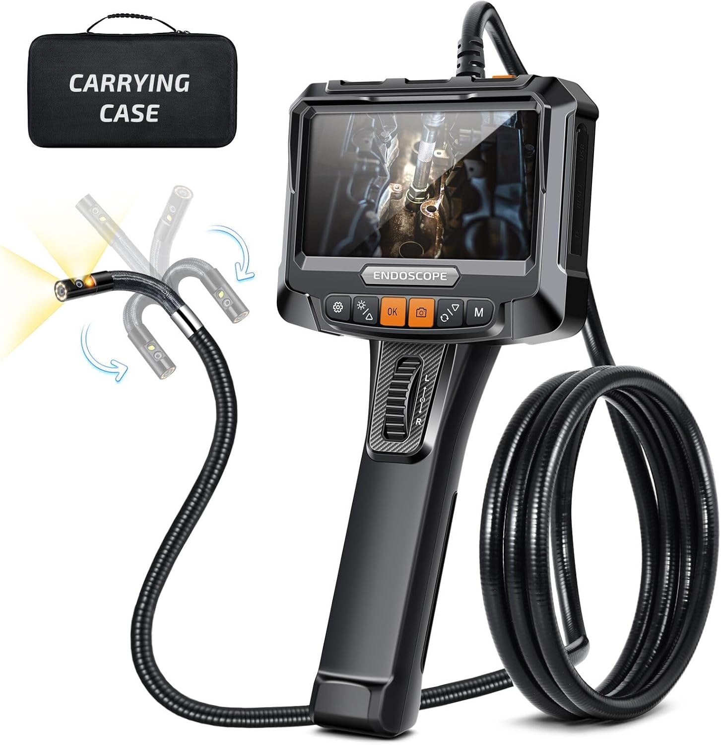 DualLens Articulating Borescope with Light, Elecshion 5