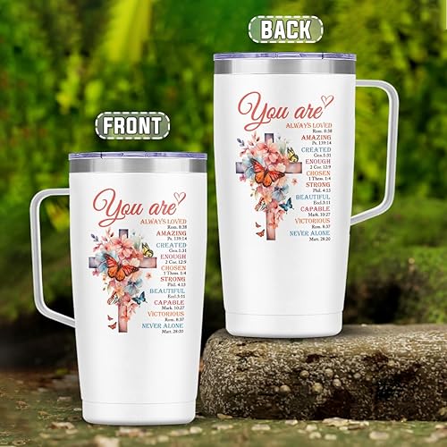 Miniatura 2 de SANDJEST Regalos cristianos para mujeres, vaso inspirador de la Biblia con asa, vasos de 20 onzas, taza de viaje para café, regalos inspiradores