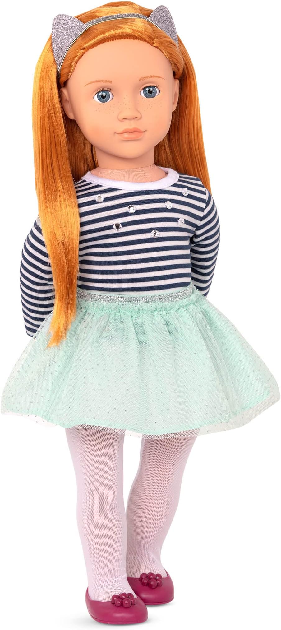 Our Generation - Arlee - 18-Inch Doll - Red Hair & Blue Eyes - Fashion Outfit - Cat-Ear Headband - Toy for Kids 3 Years +