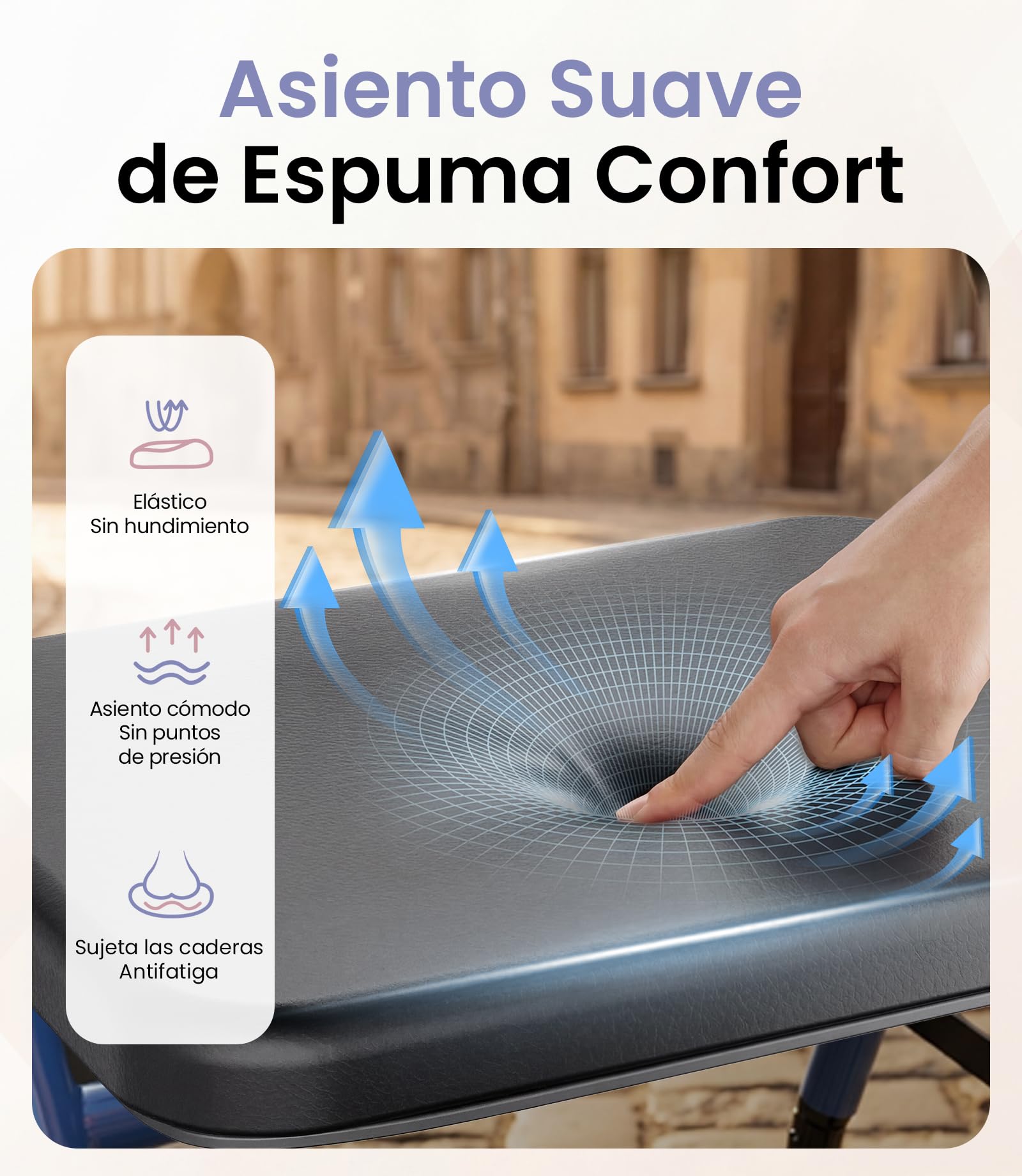 Andador para Ancianos con Asiento Plegable, Manillar y Asiento Regulables en Altura, Caminadores para Mayores, Ayuda para Caminar Ligera con Freno, Ruedas 8" Todoterreno, Azul Zafiro