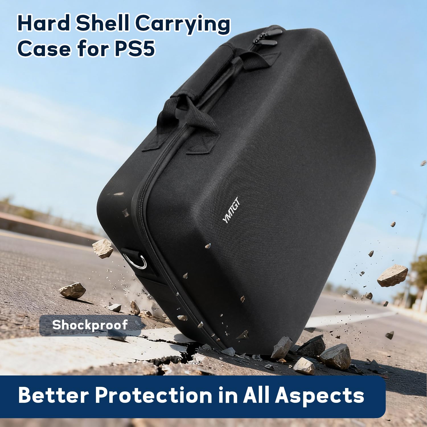 YMTGT Carrying Case for PS5/PS5 Pro/PS5 Slim, Shockproof Protective Travel Case Storage Bag Fits Console, Controller, Disk, Headset, Accessories for Playstation 5 Gamers Travel & Home Use