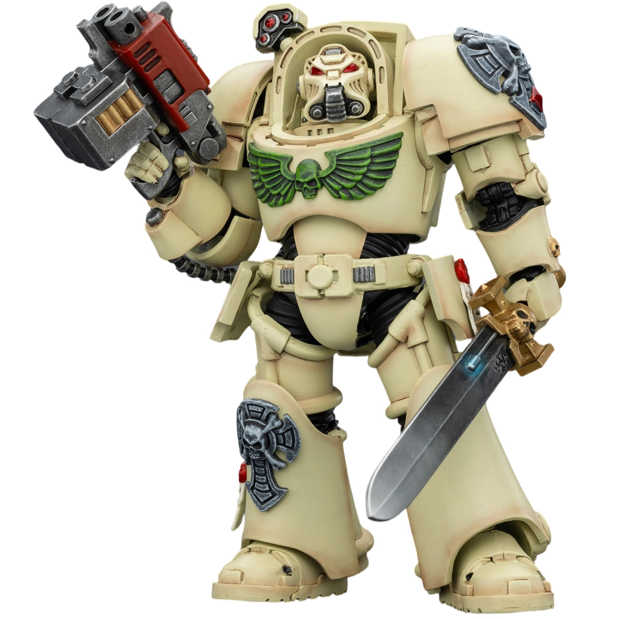 JOYTOY Warhammer 40K 1/18 Action Figures Dark Angels Terminator 1 with Power Sword and Storm Bolter 5.6Inch Collectible Model Birthday Gifts Warhammer Series Model