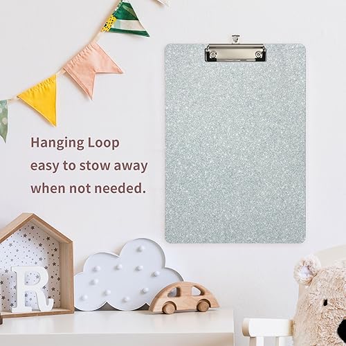 Miniatura 6 de Burbuja Portapapeles acrílico, textura de purpurina plateada, tamaño carta, portapapeles decorativos con clip de metal para enfermeras, médicos,