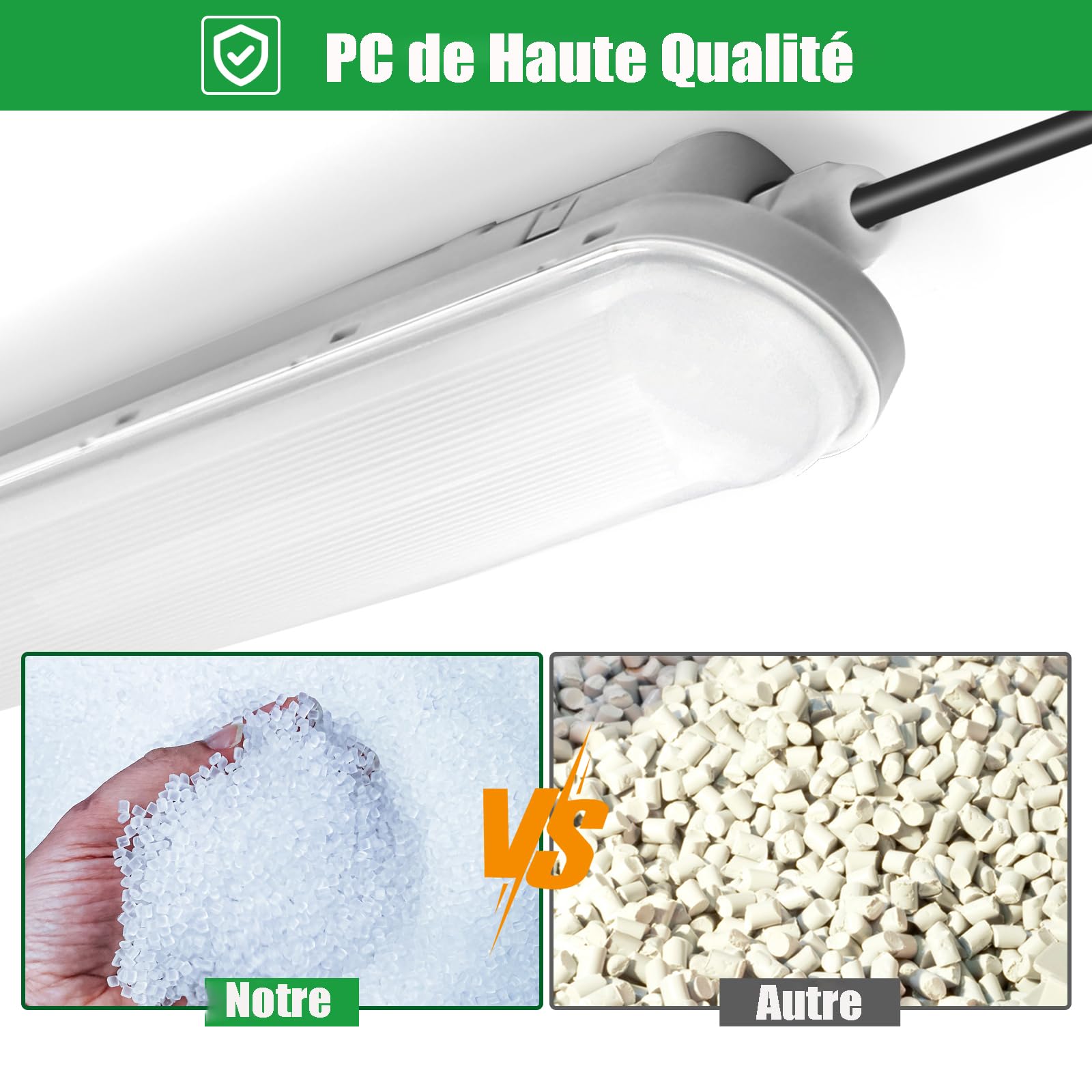 Tonffi Neon LED 120 CM 36W 4500LM 6000K Blanc Froid Reglette LED Tube Lampe Connectable Luminaire Plafonnier Éclairage pour Garage, Bureau, Atelier, Sous Sol