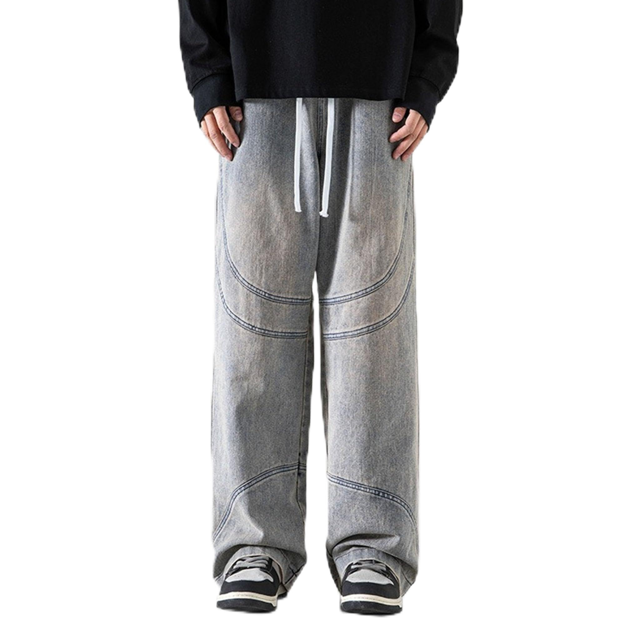 Mens Slim Stretch Jeans Mens Straight Hip-Hop Pants Casual Straight Fashion Comfortable Stretch Waist Pants