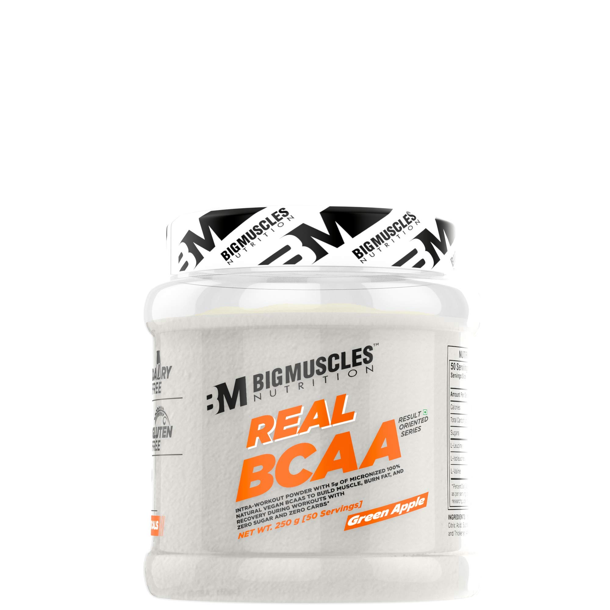 Real BCAA with Electrolytes [50 Servings, Green Apple] | BCAA Powder in 2:1:1 Optimal Ratio | Powerful Intra Workout for Muscle Recovery & Endurance [250g]